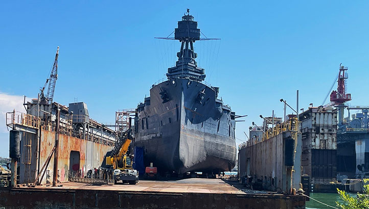 Battleship Texas on Dry Dock